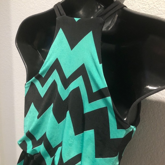 SOLD! Chevron Black and Teal Maxi Dress - Picture 3 of 5